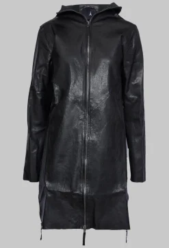 Sort Aarhus Jackets^Longline Zip Up Leather Jacket in Black