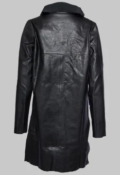 Sort Aarhus Jackets^Longline Zip Up Leather Jacket in Black