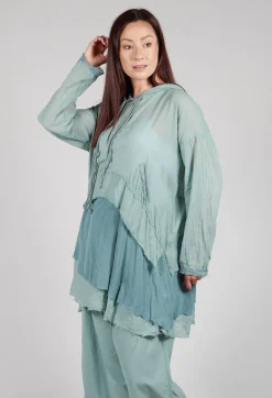 Pal Offner Jumpers^Longsleeved Hoodie Tunic in  Pale Turquoise