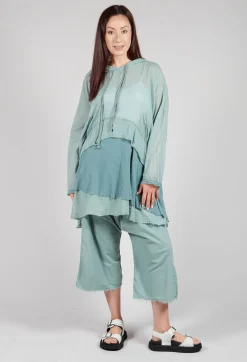Pal Offner Jumpers^Longsleeved Hoodie Tunic in  Pale Turquoise