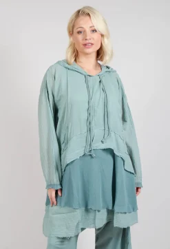 Pal Offner Jumpers^Longsleeved Hoodie Tunic in  Pale Turquoise