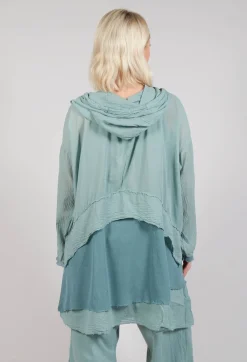 Pal Offner Jumpers^Longsleeved Hoodie Tunic in  Pale Turquoise