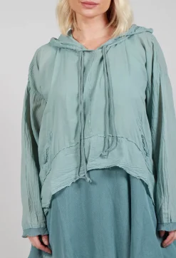 Pal Offner Jumpers^Longsleeved Hoodie Tunic in  Pale Turquoise