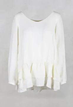 Jayko Shirts & Blouses^Loose Blouse with Lace Layers at Hem in Ecru