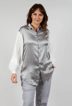 Umit Unal Shirts & Blouses^Loose Fit Shirt with Contrasting Arms In White and Grey
