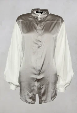 Umit Unal Shirts & Blouses^Loose Fit Shirt with Contrasting Arms In White and Grey