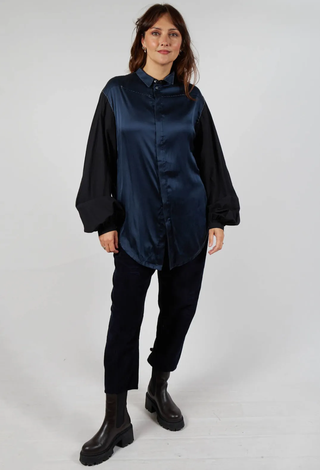 Umit Unal Shirts & Blouses^Loose Fit Shirt with Contrasting Arms In Black and Navy