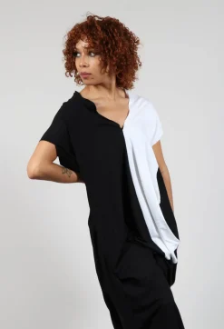 Bread and Butter Dresses^Loose V-Neck Dress in Black and White