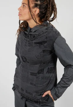 Rundholz Dip Tops^Loose-Fit Asymmetrical Vest in Coal Print Cloud