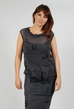 Rundholz Dip Tops^Loose-Fit Asymmetrical Vest in Coal Print Cloud