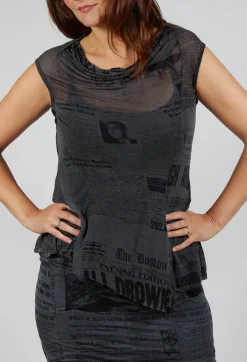Rundholz Dip Tops^Loose-Fit Asymmetrical Vest in Coal Print Cloud