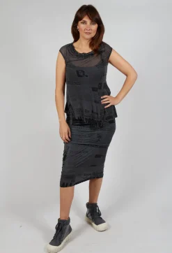 Rundholz Dip Tops^Loose-Fit Asymmetrical Vest in Coal Print Cloud