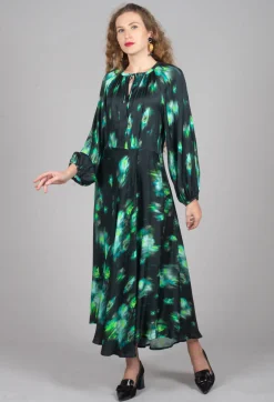 Beatrice B Dresses^Louise Dress in Green and Black Print