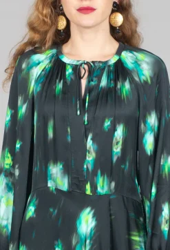 Beatrice B Dresses^Louise Dress in Green and Black Print