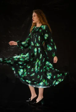 Beatrice B Dresses^Louise Dress in Green and Black Print