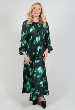 Beatrice B Dresses^Louise Dress in Green and Black Print