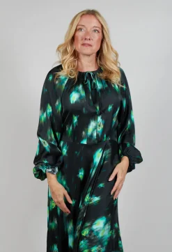 Beatrice B Dresses^Louise Dress in Green and Black Print