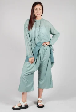 Pal Offner Trousers^Low Crotch Pull on Trousers in  Pale Turquoise