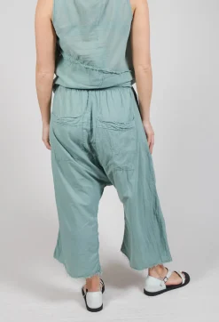 Pal Offner Trousers^Low Crotch Pull on Trousers in  Pale Turquoise