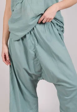 Pal Offner Trousers^Low Crotch Pull on Trousers in  Pale Turquoise