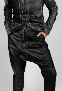 Rundholz Mainline Trousers^Low Rise Drop Crotch Trousers in Black Flock