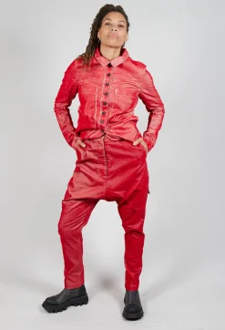 Rundholz Mainline Trousers^Low Rise Drop Crotch Trousers in Cardinal Flock