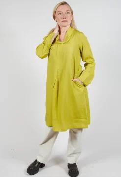 Blueberry Dresses^Lyocell Cowl Neck Dress in Acid Green