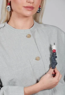 Alice Visin Brooches^Mache Paper Clip Brooch in Grey