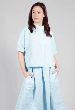 Aequamente Shirts & Blouses^Mandarin Collar Blouse in Cielo