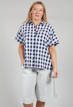 Mes Soeurs u0026 Moi Shirts & Blouses^Mandarin Shirt in Azur Big Check