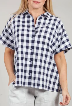 Mes Soeurs u0026 Moi Shirts & Blouses^Mandarin Shirt in Azur Big Check