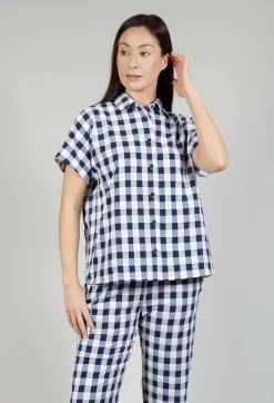 Mes Soeurs u0026 Moi Shirts & Blouses^Mandarin Shirt in Azur Big Check