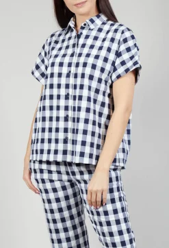 Mes Soeurs u0026 Moi Shirts & Blouses^Mandarin Shirt in Azur Big Check