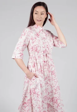 Lavi Dresses^Margherita Cropped Sleeve Dress in Magenta Panna