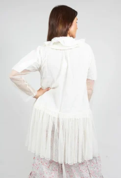 Les Ours Jackets^Marie Mesh Peplum Jacket in Ecru
