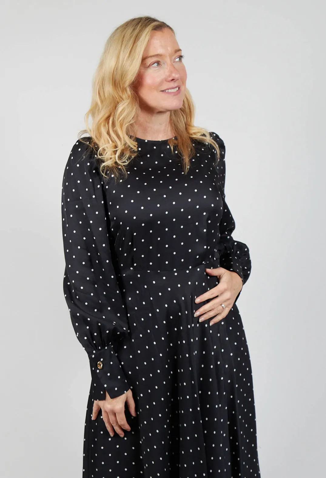 Beatrice B Dresses^Mary Dress in Black Polkadot