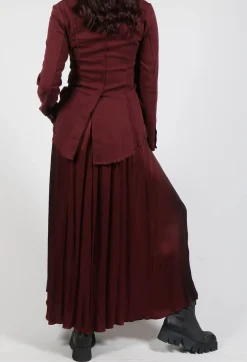 Sanctamuerte Skirts^Maxi Satin Skirt in Degrade Sangue