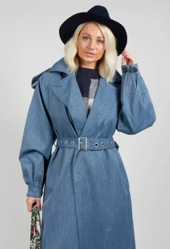BRGN Coats^Maxi Trench Coat in Blue