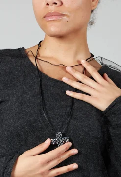 Pluslavie Necklaces^Medium Statement Cross Necklace in Silver