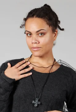 Pluslavie Necklaces^Medium Statement Cross Necklace in Silver
