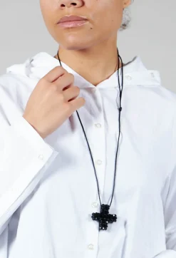 Pluslavie Necklaces^Medium Statement Cross Necklace in Black