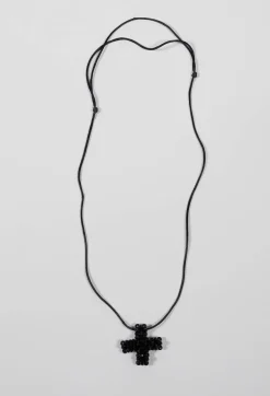 Pluslavie Necklaces^Medium Statement Cross Necklace in Black