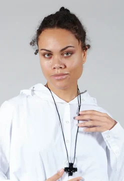 Pluslavie Necklaces^Medium Statement Cross Necklace in Black