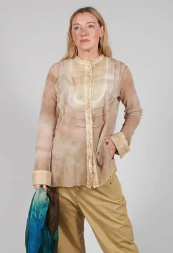 Masnada Shirts & Blouses^Mesh Asymmetric Blouse in Tea