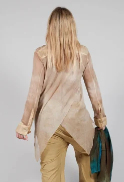 Masnada Shirts & Blouses^Mesh Asymmetric Blouse in Tea