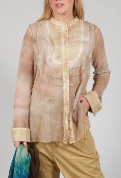 Masnada Shirts & Blouses^Mesh Asymmetric Blouse in Tea