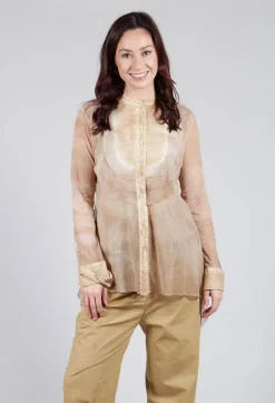 Masnada Shirts & Blouses^Mesh Asymmetric Blouse in Tea