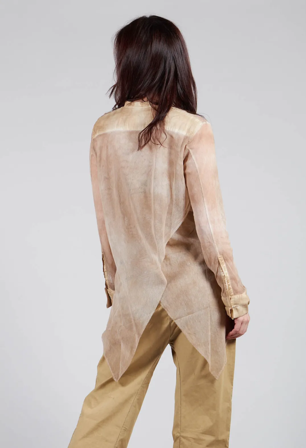 Masnada Shirts & Blouses^Mesh Asymmetric Blouse in Tea