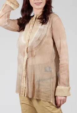 Masnada Shirts & Blouses^Mesh Asymmetric Blouse in Tea