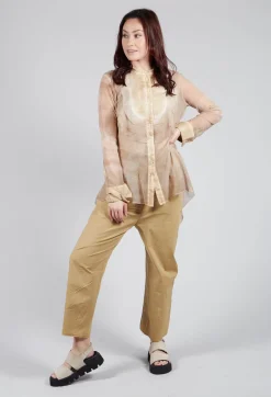 Masnada Shirts & Blouses^Mesh Asymmetric Blouse in Tea